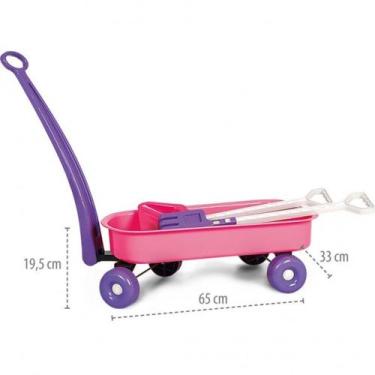 Imagem de Carrinho Carriola Praia Rosa com pá e rasteador  Poliplac