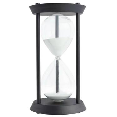Imagem de Ampulheta Decorativa Cor Preto Fosco Areia Branca Luxo Decoração 21.5 