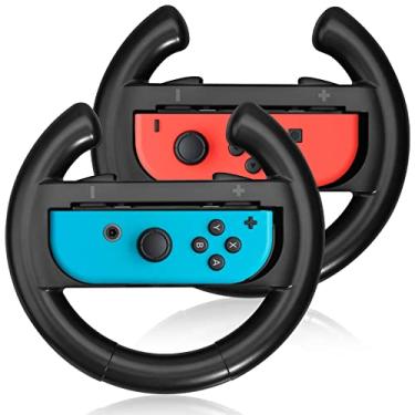 Imagem de JoyHood Steering Wheel Compatible with Switch/Switch OLED Joy-Con Controller [2 Pack] Racing Wheel Controllers fit for Mario Kart 8 Deluxe - Black