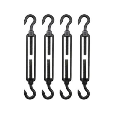 Imagem de HEVSTIL Gancho e gancho de tensor M6, 4 peças de aço inoxidável tensores de aço inoxidável M5 gancho duplo tensor de cabo tensor para cabo de corrimão kit de ferragens de corda de fio, preto