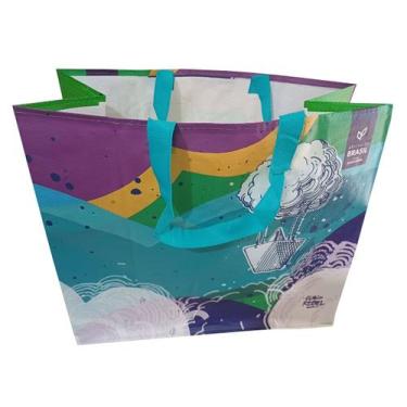 Imagem de 10 Sacolas de Ráfia Retornável Grande 39x44x22cm Barco B4u