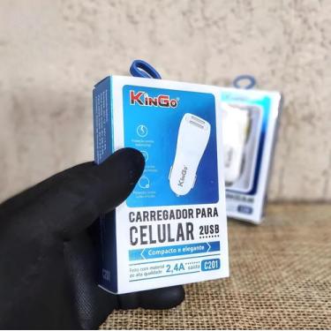 Imagem de Fonte Veicular Celular Com Duas Entradas USB Branco 2.4A Kingo C201