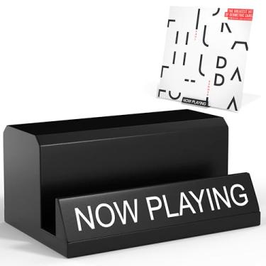 Imagem de Heather & Willow Suporte de disco de vinil Now Playing | Suporte de disco de vinil de madeira | Preto