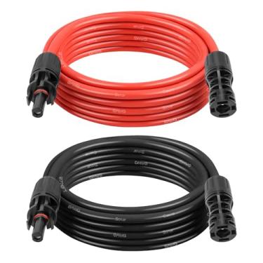 Imagem de Cabo de extensão de painel solar – Fio solar 8AWG 3 m com conector à prova d'água fêmea e macho fio fotovoltaico para trailer, sistemas fotovoltaicos, casa, barco, painéis solares, carro (3 m vermelho