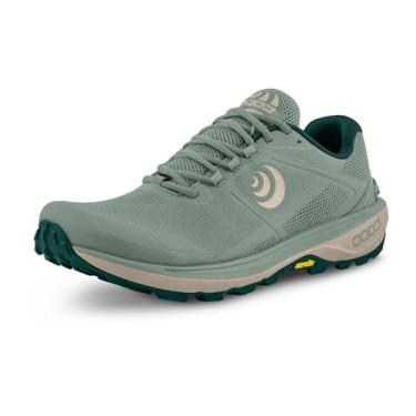 Imagem de Topo Athletic Tênis de corrida feminino Terraventure 4 confortável acolchoado durável 3 mm Drop Trail Tênis esportivo para corrida em trilha, Sage/Tan, 36