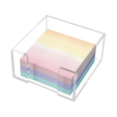 Imagem de Maxqzin Porta-notas adesivas de acrílico, dispensador de notas Post It, 8,5 x 9,5 x 4,5 cm, suporte de notas transparente para dormitório, casa, escritório, mesa, organizador de sala de aula