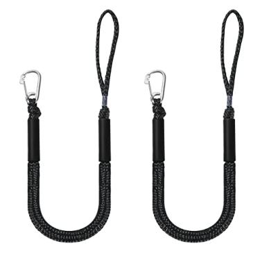 Imagem de DockMoor Linhas de ancoragem elástica para barcos, linhas de amarração marítima, corda de barco para ancoragem com laço e acessórios de clipe para jet ski, PWC, pontão, caiaque, seadoo, waverunner (preto) pacote com 2)