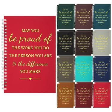 Imagem de Caderno espiral inspirador A5, 24 peças, presente de apreciação, 15 x 20 cm, bloco de notas motivacional 100 páginas/50 folhas pautado universitário para funcionários, colegas de trabalho, professores, enfermeiras (cor escura)