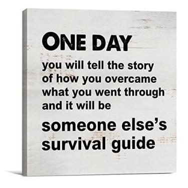 Imagem de One Day You will Tell the Story Sign Canvas Wall Art Home Decor 8 x 8 Inch Inspirational Canvas Print Painting Framed Plaque Rustic Desk Shelf Art