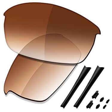 Imagem de SAUCER Lentes de reposição premium e kits de borracha para Oakley Flak Jacket | Flak Jacket Low Bridge Fit Óculos de sol de alta defesa - Marrom degradê polarizado