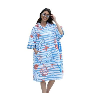 Imagem de NUBURGREY Toalha para troca de poncho de surfe, roupão de banho de secagem rápida com bolso, tecido felpudo plus size, toalha de natação, homens e mulheres, poncho com capuz