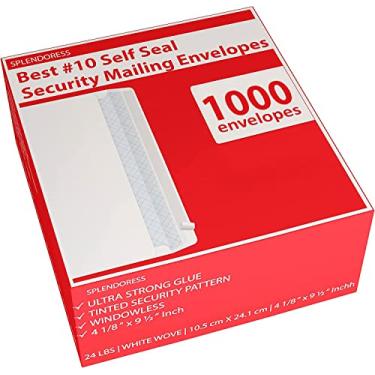 Imagem de Envelopes 1000 #10 Tamanho Carta - Envelopes de Envio de Segurança Autosselante - Branco Empresarial Colorido - Pacote Sem Janela Tamanho Legal Envelopes Lisos Regular 10,8 x 24,9 cm - 10,8 kg