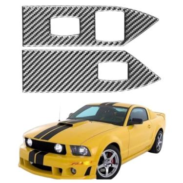 Imagem de IKUESM compatível com Ford Mustang GT 2005-2009 S197 Acessórios de fibra de carbono interior do carro janelas painel de controle quadro adesivo decalque guarnição capa(BLACK D)