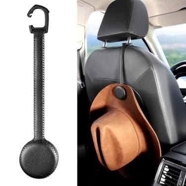 Imagem de Suporte de chapéu de cowboy para caminhão, clipe magnético de couro para carro, suporte de chapéu de apoio de cabeça, acessórios organizadores de chapéu de veículo - Mantenha a forma do chapéu, preto