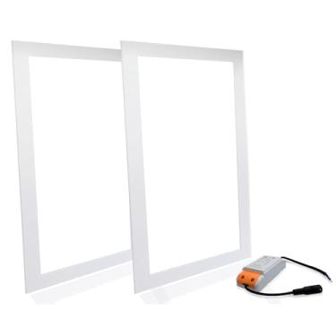 Imagem de Kit 2 Painel Plafon Led Embutir Slim 30x60 40w Luz Forte (Branco Quente)
