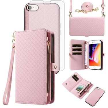 Imagem de Asuwish Capa de celular para iPhone 7/8/SE 2020/2022 carteira com zíper com alça protetora de tela flip suporte para cartão iPhone7/8 7s 8s i SE2020 SE2022 2/2nd/3/3ª geração SE2 SE3 7SE 8SE feminino