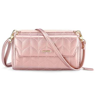 Imagem de nuoku Carteiras femininas com compartimentos para cartão de crédito e bloqueio de RFID para pulso de grande capacidade, 5 - Design de ouro rosa