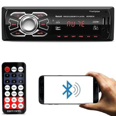 Imagem de Som Automotivo Rádio MP3 Player Bt, Entrada Auxiliar, P2, Rádio FM, Saída RCA ,SD, Viva Voz, USB - First Option 6630BN