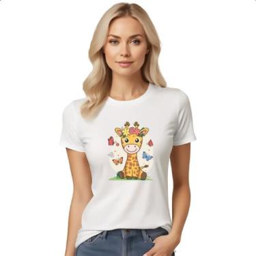 Imagem de Camiseta Baby Look Girafa fofa borboletas - Alearts, G