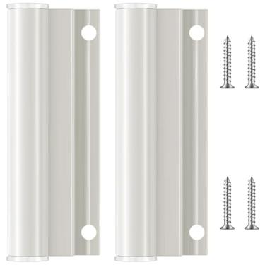 Imagem de CroBlissful 2 conjuntos de folhas de dobradiça para portas de tela, dobradiça superior branca, dobradiça de porta, porta de tempestade, peças de substituição de alumínio compatíveis com portas de tela