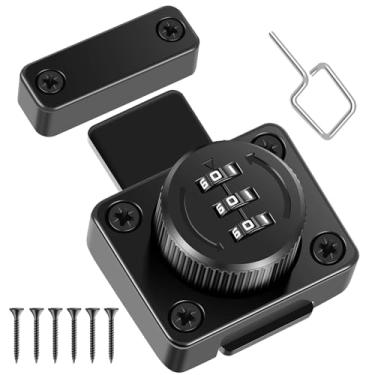 Imagem de Fechadura com senha de gabinete liga de zinco 3 dígitos fechadura de combinação de porta de armário sem chave fechadura de gaveta sem perfuração privacidade trava de segurança com parafusos trava de