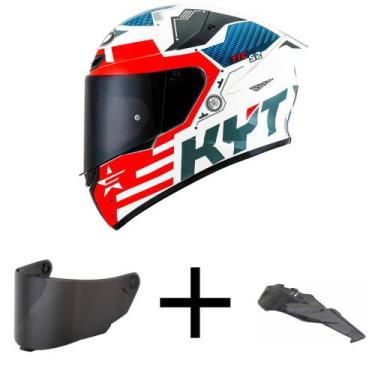 Imagem de Capacete KYT TT Course Fuselage Branco e Vermelho Mais Viseira Fumê e 