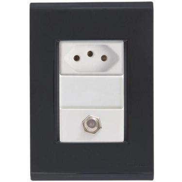 Imagem de Cj Tomadas 10a E Tv Sat Coaxial Liz Grafite Tramontina Completo Pronto