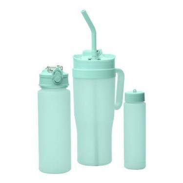 Imagem de Cj  com1 Caneca e 2 Garrafas Squeeze De Plástico Verde - Lyor