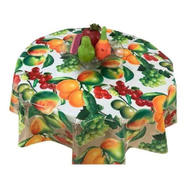 Imagem de Genérico, Toalha De Mesa Redonda Plástico Cristal Frutas 1,40 Mts Nome do desenho:Frutas;Cor:Transparente
