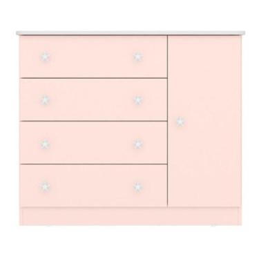 Imagem de Gaveteiro Infantil 4 Portas Catânia Rosa Acetinado - Mais de Casa