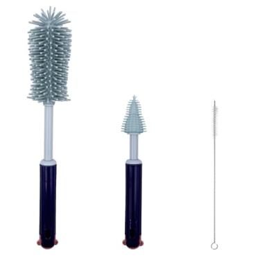 Imagem de Máquina de lavar mamadeiras compatível com bombas de amamentação Momcozy Kit de limpeza de bomba de leite, conjunto de escovas de limpeza 3 em 1 - inclui escova de mamadeira, escova de mamilo, escova