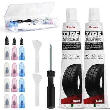 Imagem de Cola de reparo de pneu 100 ml - Cimento de borracha resistente, 15 peças de 3 tamanhos de pregos de reparo kit de cola para carro, motocicleta, bicicleta, caminhão, trator