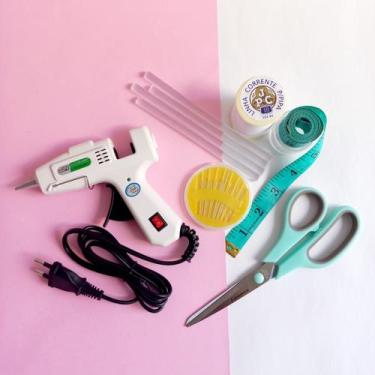 Imagem de Kit Laceira Costura Ferramenta De Cola Agulha Linha Tesoura - Madalena