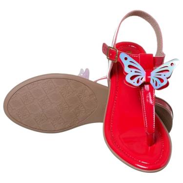 Imagem de Sandália Infantil Feminina com Salto Borboleta Branca Tira T Fivela (Vermelha, BR, Criança de 9 a 12 anos, Numérico, 29)