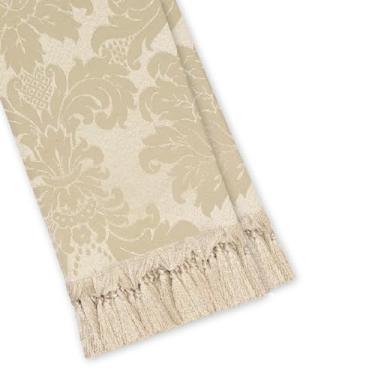 Imagem de Manta Xale para Sofá e Cama Gigante Artesanal com Franjas Luxuosa 2,80 X 3,00 (138 BEGE NUDE)