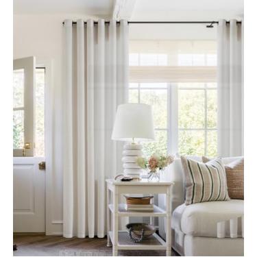 Imagem de Cortinas de linho natural de 300 cm de largura para divisória de sala de estar, cortinas semitransparentes, filtro de luz, semitransparentes, para porta deslizante, creme marfim, painel de cortina do