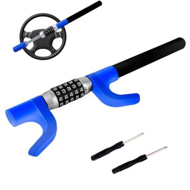 Imagem de OPL5 Dispositivo antifurto de trava de roda de carro, trava de veículo de alta segurança com senha, trava de direção universal retrátil protetora resistente ajustável para carros, SUVs, caminhões