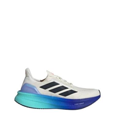 Imagem de adidas Tênis de corrida feminino Ultraboost 5X, Branco/Tinta Aurora/Vermelho Solar, 35