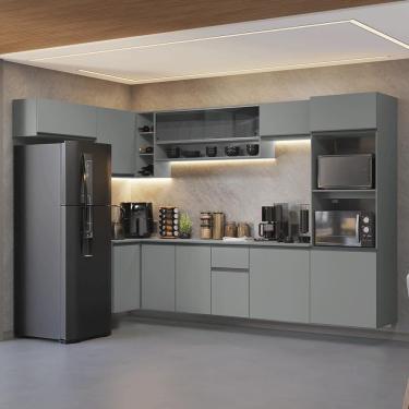 Imagem de Armário de Cozinha Compacta de Canto Suspenso 465cm Cinza Nice Madesa 03