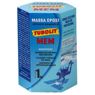 Imagem de Massa Epóxi Subaquática Piscina Tubolit MEM 1Kg Azul Claro