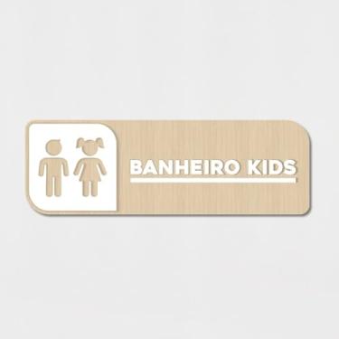 Imagem de Placa de Sinalização Banheiro Kids e Fraldário Acríico em Relevo (Palha com Branco)
