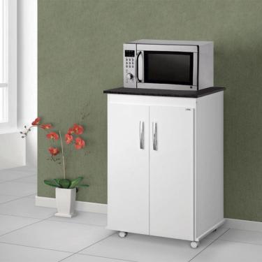 Imagem de Balcão Microondas Vitória Branco Preto AJL Móveis