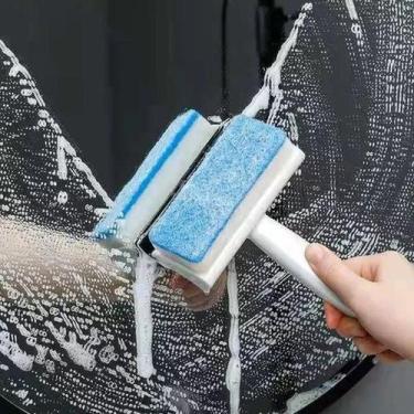 Imagem de Kit 2 Rodo Rodinho Limpa Vidros Azulejos Pia 2 Em 1 Com Esponja - clin