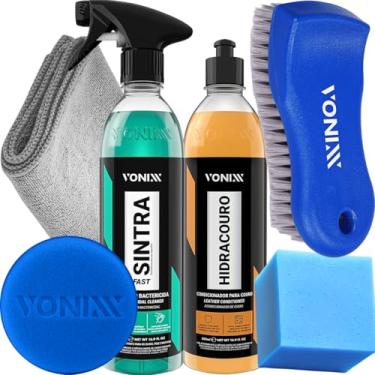 Imagem de Kit Hidracouro Sintra Fast Limpa Couro Escova Macia Vonixx