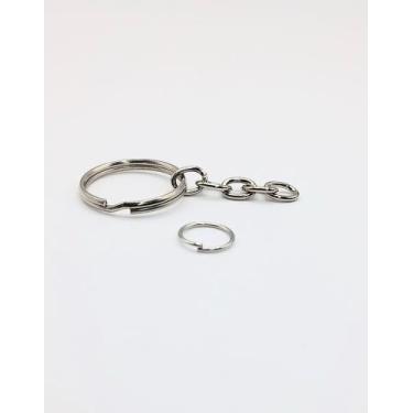 Imagem de Argola para Chaveiro de 22mm Batida C/ Corrente Grossa + Elo Redondo 1