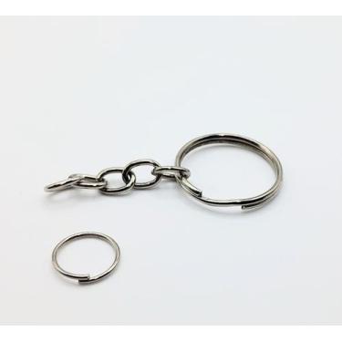 Imagem de Argola para Chaveiro de 22mm Batida C/ Corrente Fina + Elo Redondo 12m