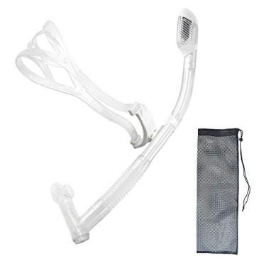 Imagem de Snorkel de natação com função giratória Uniswim para treino, natação, natação, natação, natação, treino, mergulho, snorkel e boca confortável para piscina e água aberta (transparente)