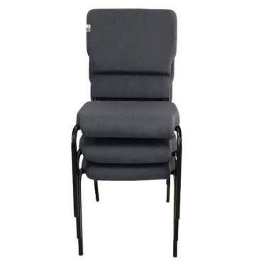 Imagem de 03 Cadeiras Empilhável para Igrejas Evangélicas Linha Church Marrom