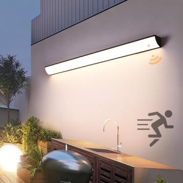 Imagem de Luminária de parede externa à prova d'água IP65 com sensor de movimento, arandelas de parede LED para pátio, luz de parede preta para decoração externa, acrílico para cima/baixo, iluminação