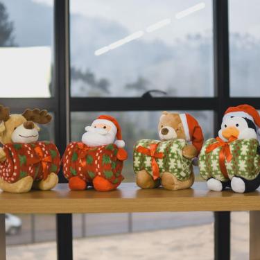 Imagem de Kit Presente Baby Manta com Bichinho de Pelúcia Natal Papai Noel